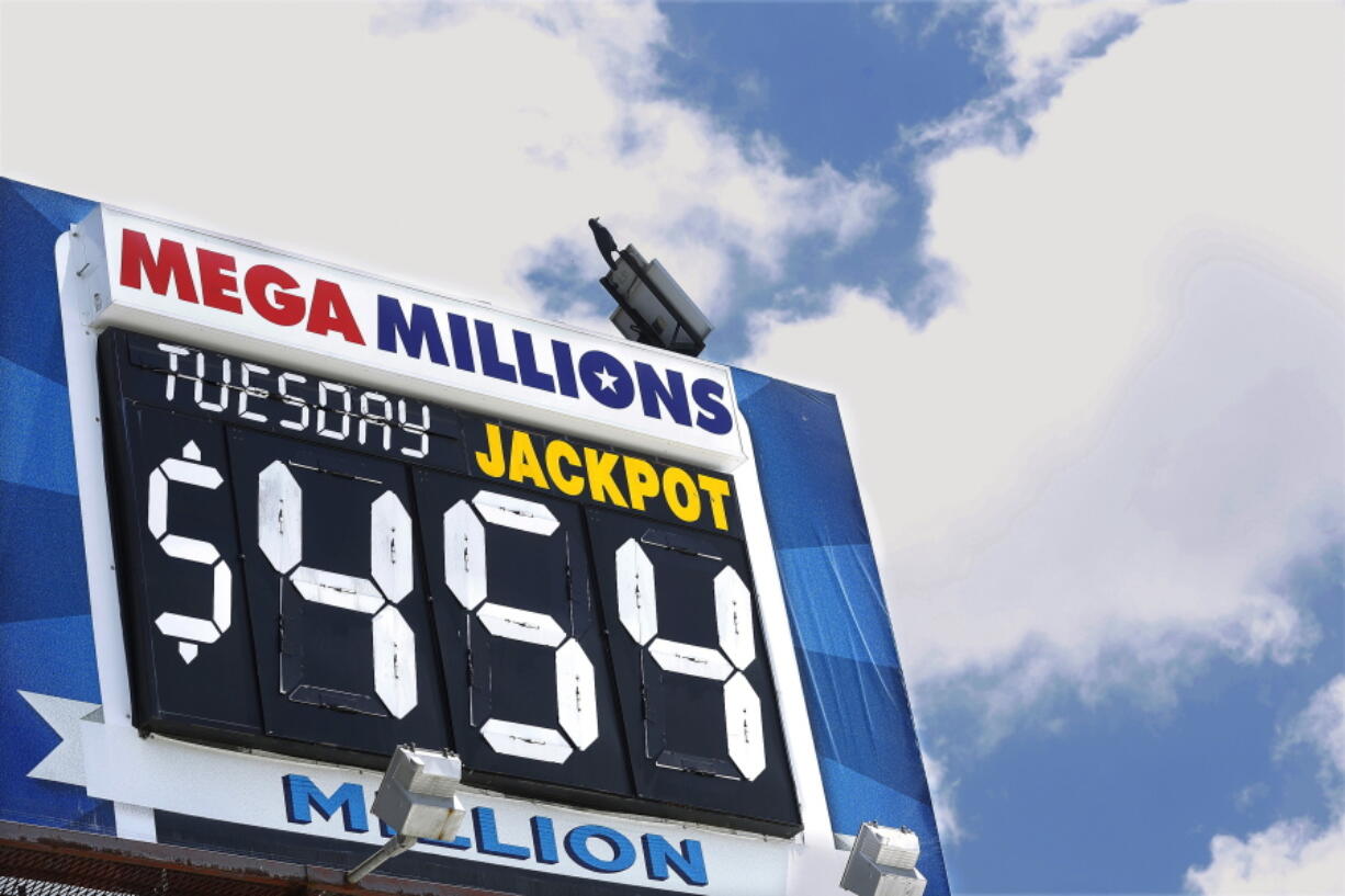 A billboard in Springfield, Ill., displays Tuesday&#039;s Mega Millions jackpot.