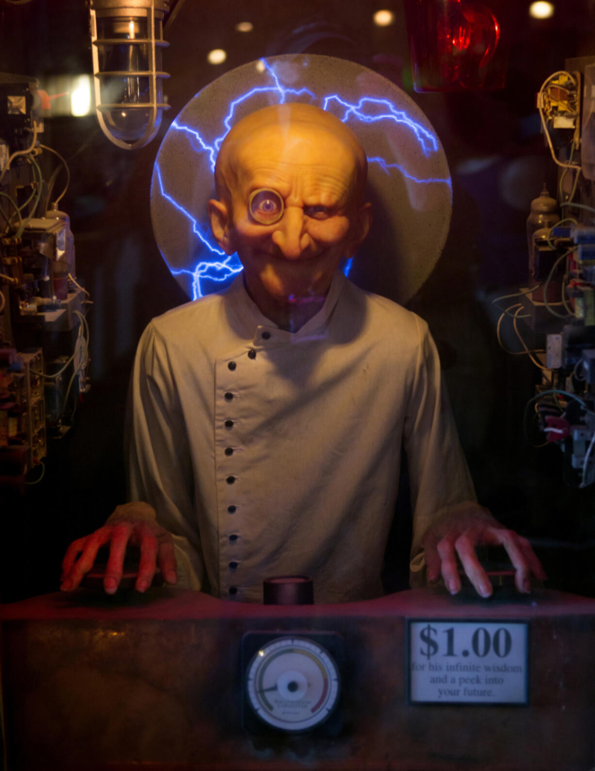 The animatronic &quot;Ask the Brain&quot; is one of the attractions in the Neptune&#039;s Kingdom area of the Santa Cruz Beach Boardwalk in Santa Cruz, Calif., on July 3, 2016.