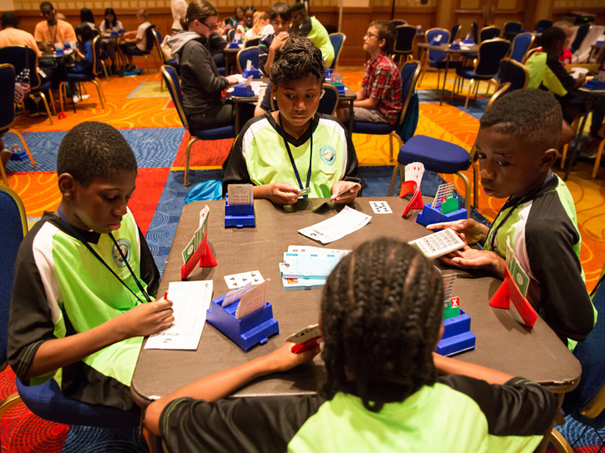 Children compete in the Youth North American Bridge Championships in Orange, N.J.