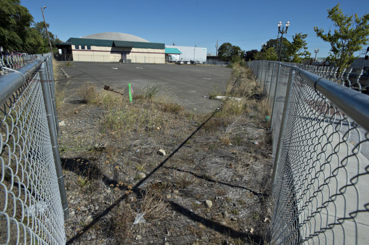 An empty parking lot is seen along Jefferson Street in downtown Vancouver on Monday afternoon.