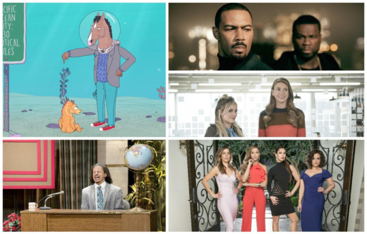 Clockwise from left: &quot;BoJack Horseman&quot; (Netflix), &quot;Power&quot; (Starz), &quot;Younger&quot; (TV Land), &quot;Devious Maids&quot; (Joseph Viles, Lifetime), &quot; &quot;The Eric Andre Show&quot; (Trae Patton, Adult Swim).