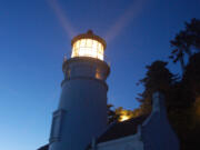 The beam from the Heceta Head Lighthouse near Yachats, Ore., can sometimes be seen from as far away as 20 miles.