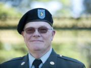 Tim Shotwell, whose 30 years in the Army included two tours in South Korea, attends Friday&#039;s service for Korean War fatality Pfc. William Butz.