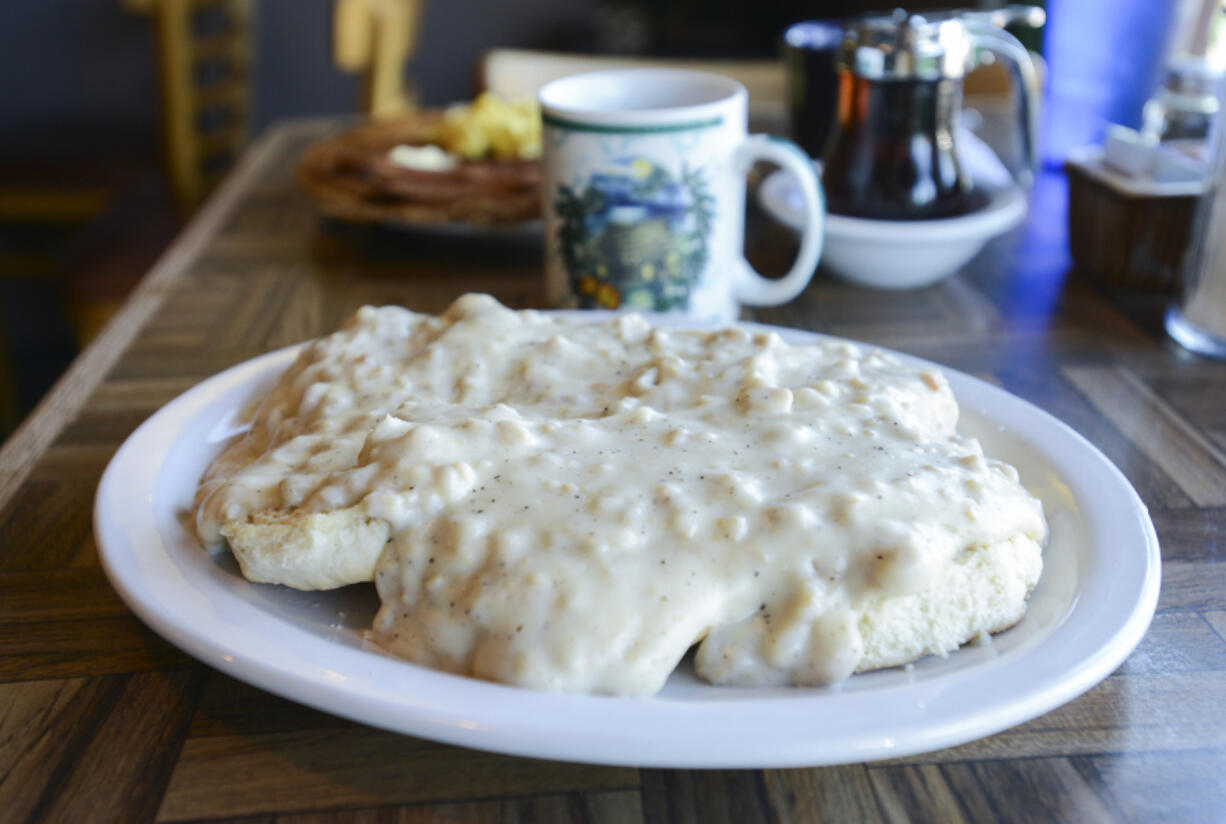 The biscuits and gravy breakfast is served Aug. 12 at Omy&#039;s Cafe on Northeast Fourth Plain Boulevard in Vancouver.