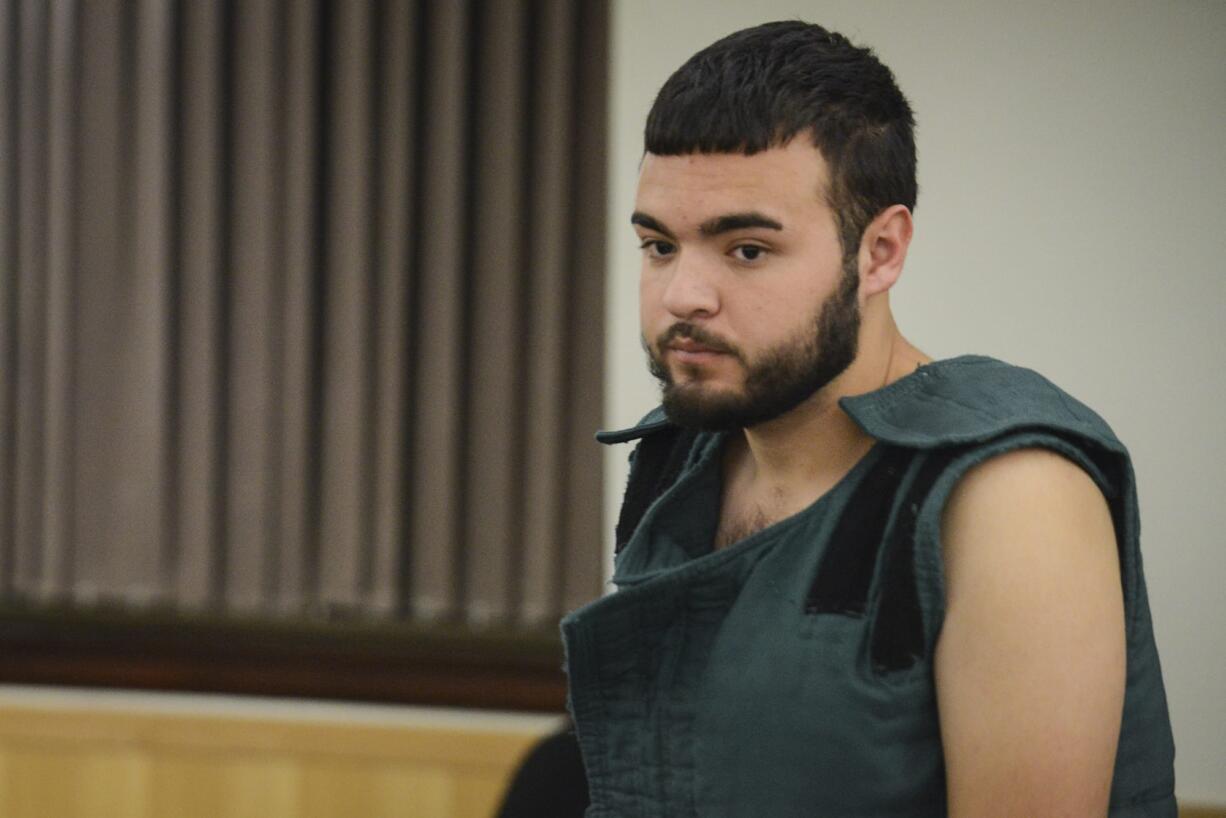 David Salgado makes a first appearance Wednesday, Aug. 3, 2016, in Clark County Superior Court on suspicion of first-degree murder in connection with the May killing of his roommate. On Thursday, Salgado pleaded not guilty to the charge.