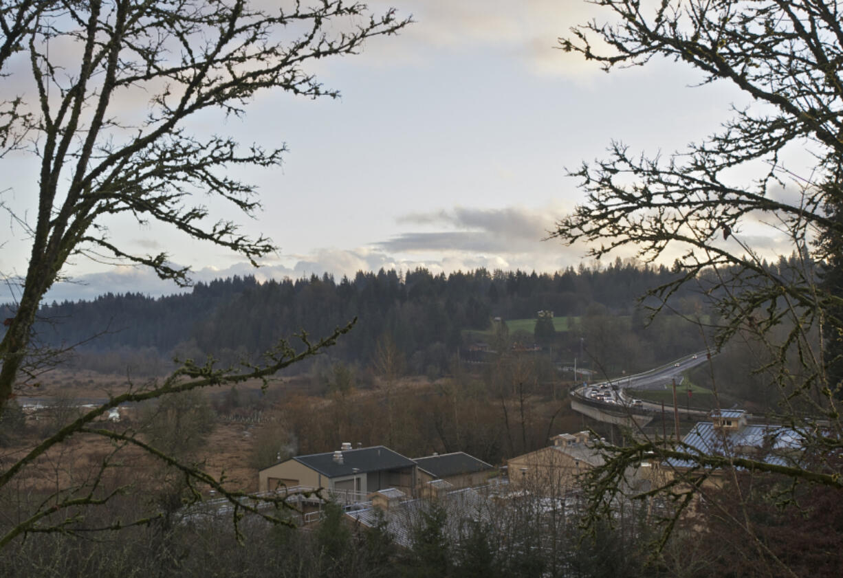 The view looking south from La Center&#039;s Sternwheeler Park in December 2012.