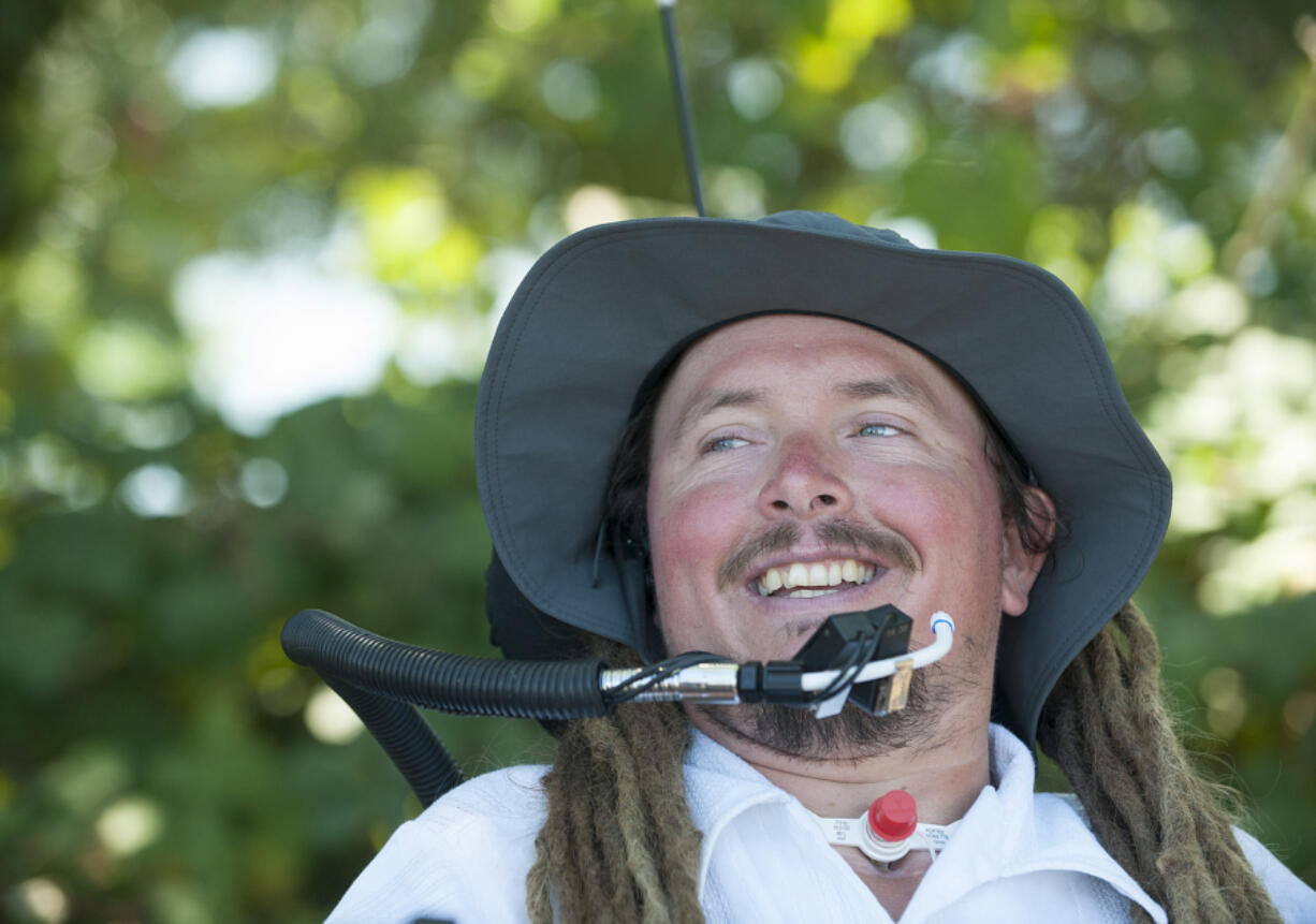 Ian Mackay used social media to connect with people throughout Washington during his wheelchair ride through the state, which came in handy when two of his crew’s three bicycles were stolen in Sumner. They put it on Twitter and had loaner bikes within an hour.