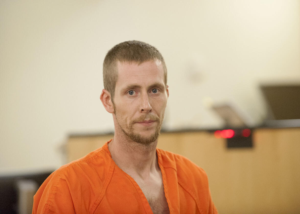 Tyson Ray Beavers makes a first appearance Friday, Aug. 12, 2016, in Clark County Superior Court on suspicion of attempted murder, burglary and assault charges, stemming from a 2013 robbery attempt at a residential marijuana grow in Vancouver.