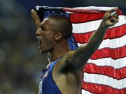 United States' Ashton Eaton celebrates winning the decathlon gold during the athletics competitions of the 2016 Summer Olympics at the Olympic stadium in Rio de Janeiro, Brazil, Thursday, Aug. 18, 2016. (AP Photo/Jae C.