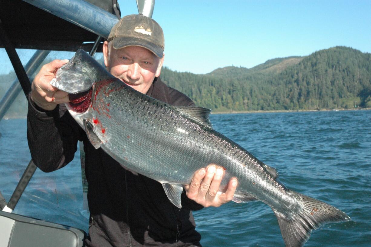 Richard Borneman of Vancouver with one of multiple chinook he caught last week in the Buoy 10 salmon season.