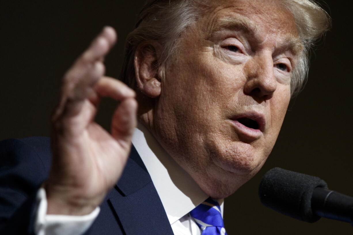 Republican presidential candidate Donald Trump speaks during a campaign rally in Abingdon, Va.