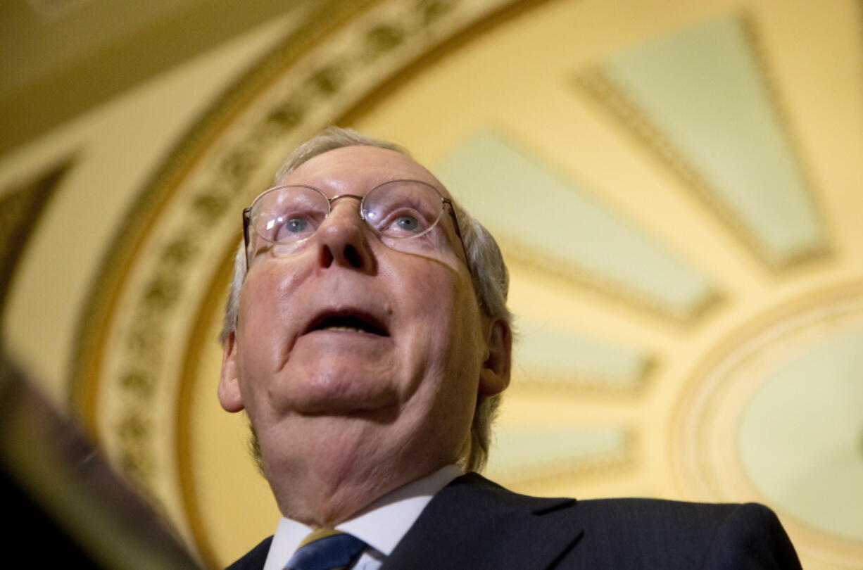 Senate Majority Leader Mitch McConnell of Kentucky speaks during a news conference on Capitol Hill in Washington. As the Zika virus escalates into a public health crisis, members of Congress remain entrenched politically, with Republicans and Democrats pointing fingers over the failure to act as the number of mosquito-transmitted cases in the U.S. grows.