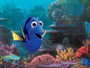 This undated file image released by Disney shows the character Dory, voiced by Ellen DeGeneres, in a scene from &quot;Finding Dory.&quot; In a statement Tuesday, July 19, 2016, researchers at the University of Florida Tropical Aquaculture Laboratory said they had successfully bred Pacific blue tangs in captivity for the first time.