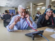 Republican candidate for Washington governor Bill Bryant phones potential voters and requests they submit their primary ballots on Tuesday at his campaign headquarters in Seattle&#039;s Sodo neighborhood. Bryant will advance to the general election to take on Gov. Jay Inslee.