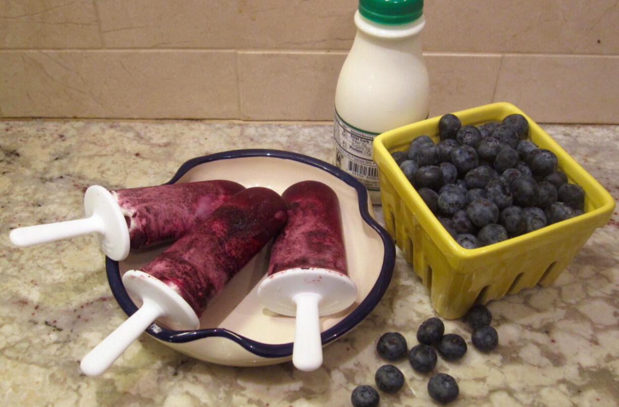 Blueberry and Cream Ice Pops.