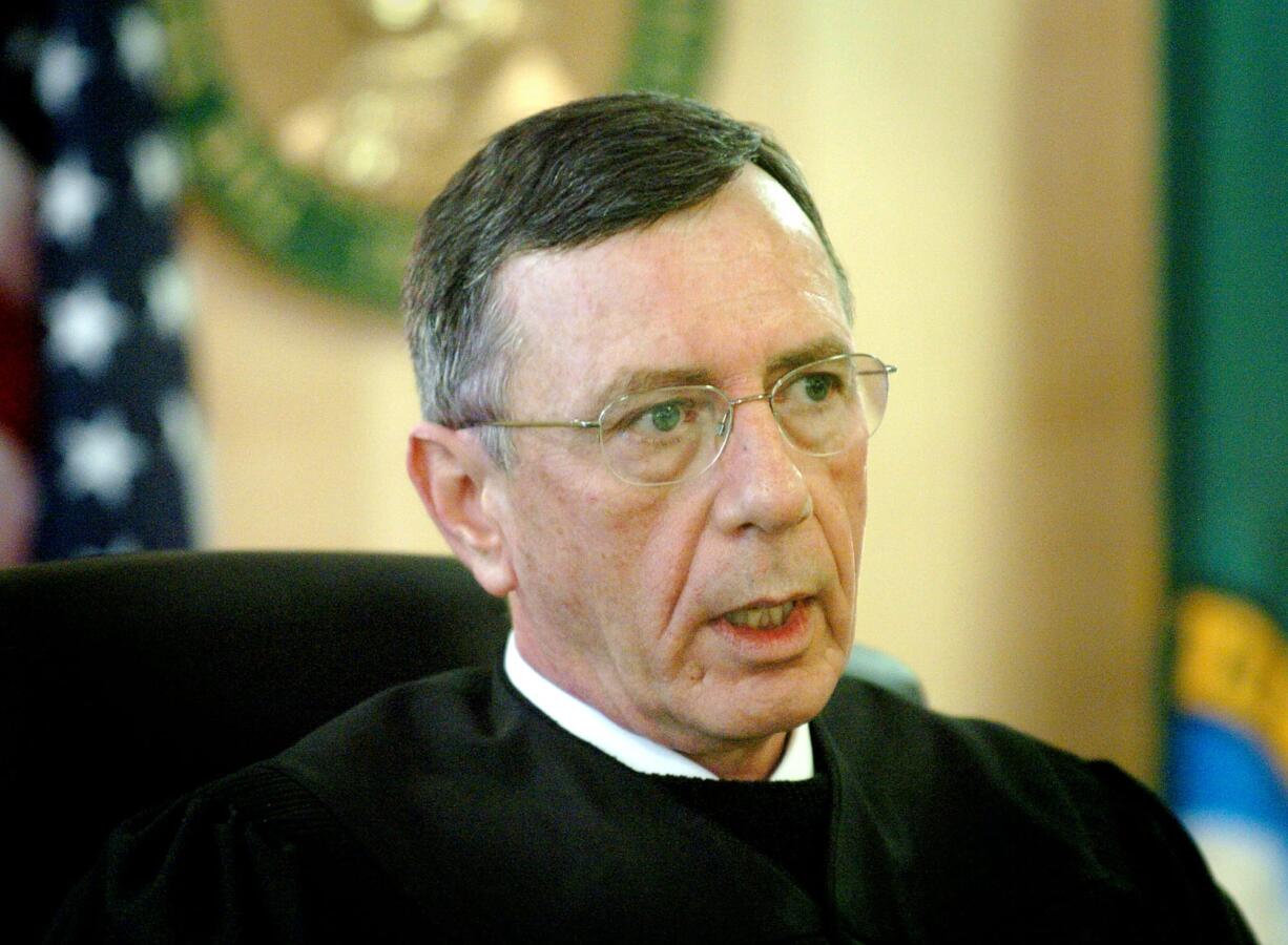 In this photo dated Feb. 3, 2006, former Superior Court Judge John Wulle chastises convicted murderer Roy Russell after Russell gave his last statement during the sentencing phase of his murder trial.