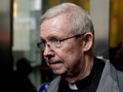 Monsignor William Lynn leaves a bail hearing at the Center for Criminal Justice in Philadelphia. Lynn, a former Philadelphia church official imprisoned over his handling of abuse complaints is seeking bail after Pennsylvania&#039;s highest court granted him a new trial.