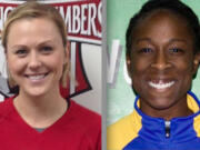 As part of Washington Youth Soccer’s celebration of its 50th anniversary, Tina (Frimpong) Ellertson, right, and Katarina Tarr were recognized this summer as two of the state’s all-time best female players.