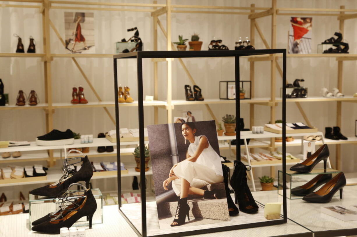 Shoes are displayed in Atelier in the Westfield World Trade Center mall, in New York. Atelier is a brand in the H&amp;M retail group.