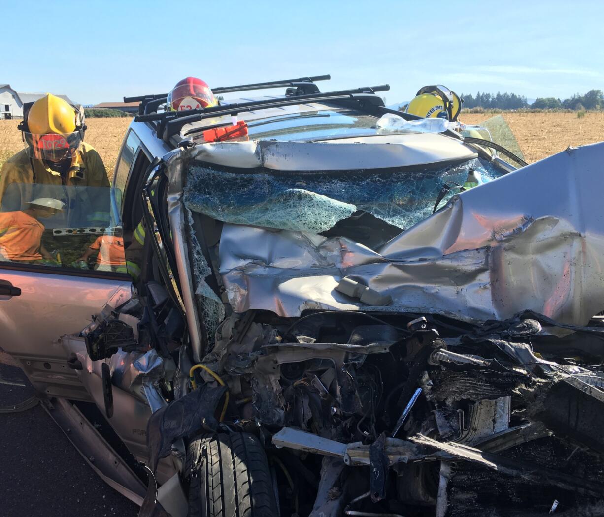 Ridgefield police say that the driver of a vehicle that crashed into a bucket truck, causing a worker in the cherry picker to fall out, was possibly intoxicated.