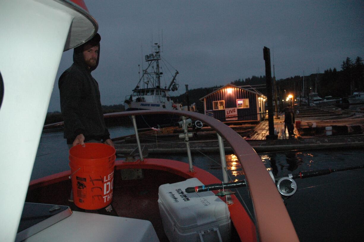 A day of ocean salmon fishing at Ilwaco starts with a stop for fresh bait.