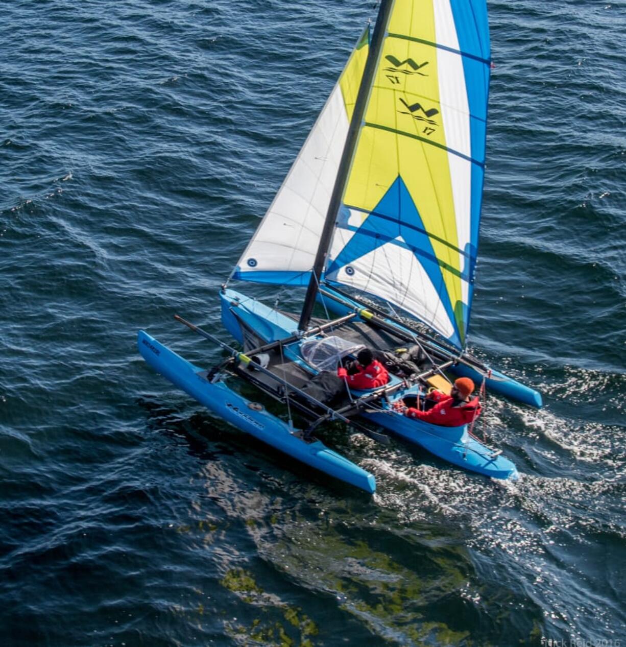 Team Vantucky, consisting of Vancouver&#039;s Kevin and Justin Bay, sail their 17-foot rotomolded plastic Windrider trimaran during the Race to Alaska, a 710-mile race from Victoria, B.C., to Ketchikan, Alaska.