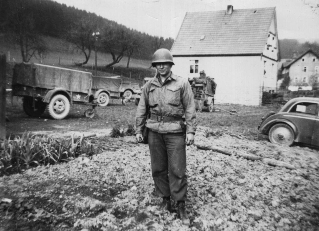 Sgt. Ted Van Arsdol in France with the 535th Anti-aircraft Artillery Battalion.