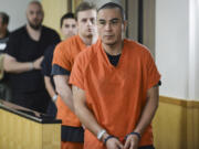 Ricardo Gutierrez, pictured Aug. 1 in Clark County Superior Court, entered not-guilty pleas Monday to first-degree domestic violence murder and second-degree domestic violence assault. Gutierrez is accused of killing his girlfriend&#039;s 3-year-old son in May at their Battle Ground home.