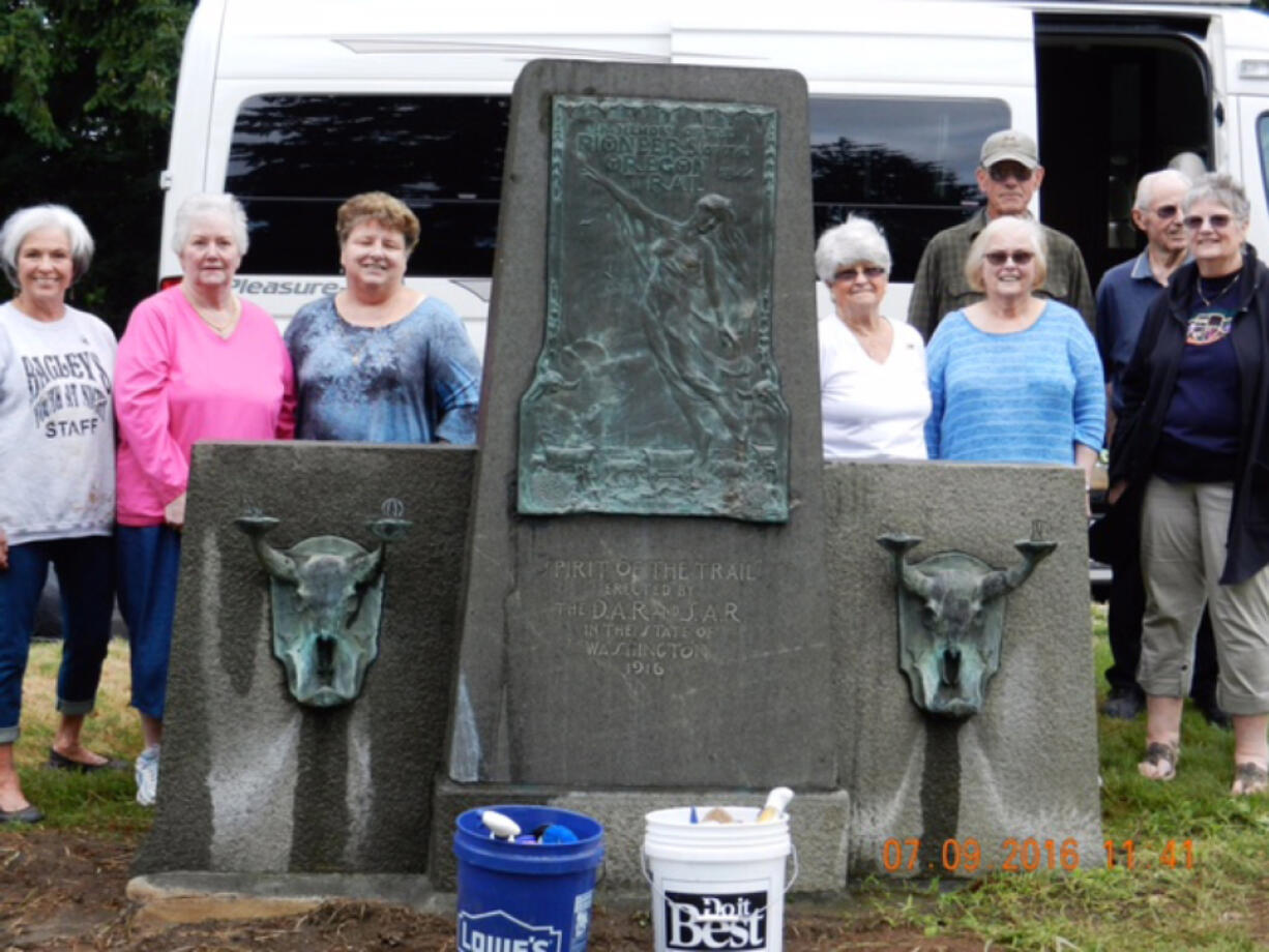 Lincoln: Members of the Fort Vancouver chapter of the Daughters of the American Revolution cleaned up a historic Oregon Trail marker at 4008 Main St., Vancouver, near the Covington House.