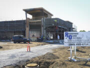 Construction continues on a new retail building in Cascade Park Plaza that will house MOD Pizza, Cafe Yumm and two other tenants that haven&#039;t been determined.