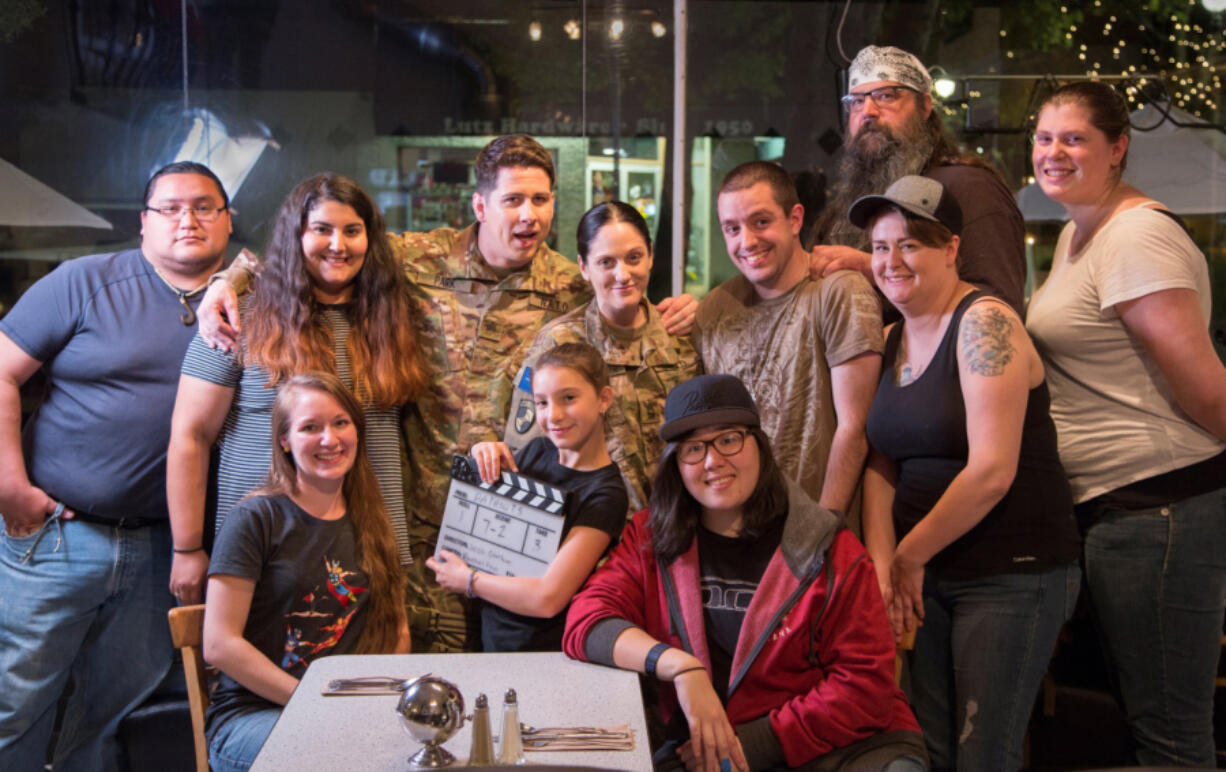 Camas: Art Institute of Portland senior Joshua Giurlani and his crew shot part of his short film in Camas. Back, from left: Leland George, Abby Dileo, John Smith, Amber Wilbur, Giurlani, Andrew Chotowski, Dra Dahl and Noelle Huegli.