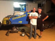 Battle Ground: Go-kart racer Eric Stansberry, left, and his father-in-law, Jan Wiard, celebrating Stansberry&#039;s win at Unlimited All-Stars Grand Nationals championship at Whynot Speedway in Meridian, Miss.