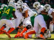 Colorado Buffaloes running back Phillip Lindsay (23), scores a touchdown in the first half against Oregon in an NCAA college football game Saturday, Sept. 24, 2016 in Eugene, Ore.