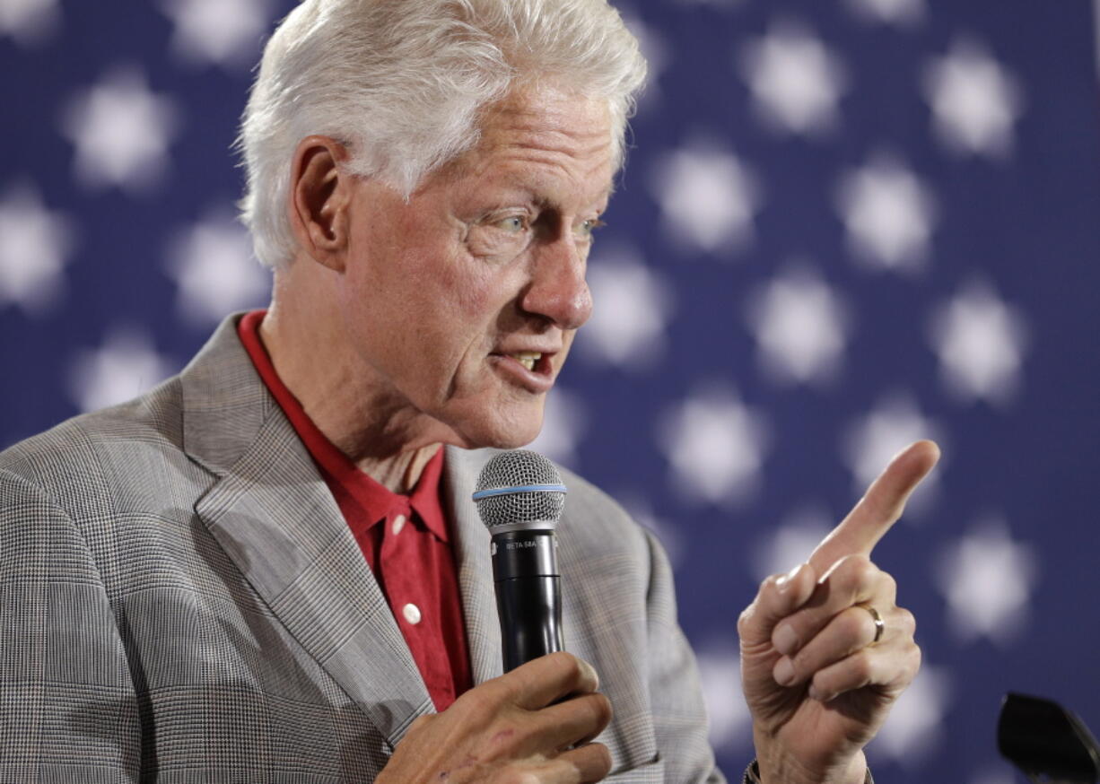 Former President Bill Clinton speaks Wednesday while campaigning for his wife, Democratic presidential candidate Hillary Clinton, in North Las Vegas, Nev.