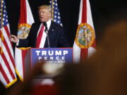 Republican presidential candidate Donald Trump speaks Aug. 24 at a campaign rally in Tampa, Fla.