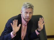 FILE - In this May 18, 2016 file photo, Libertarian presidential candidate, former New Mexico Gov. Gary Johnson speak with legislators at the Utah State Capitol in Salt Lake City. If Hillary Clinton carries Arizona in November, there???s a good chance it won???t be because the Democratic Party alone has picked off a reliably red state it believes will someday be consistently blue. Instead, she may have Gary Johnson to thank. The Libertarian Party nominee???s best chance to impact the 2016 presidential race may well be in Arizona, a traditionally Republican state where he appeals to a group of finicky conservatives who make up part of the party???s base.