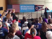 Sen. Bernie Sanders' speaks to an audience at the University of Akron on Saturday, Sept. 17, 2016 in Akron, Ohio.