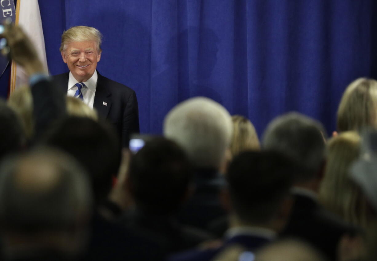 Republican presidential candidate Donald Trump visits the Polish National Alliance on Wednesday in Chicago.