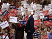 Republican presidential candidate Donald Trump speaks Tuesday at a rally in Melbourne, Fla.