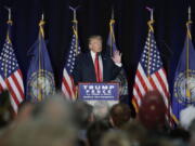 Republican presidential candidate Donald Trump speaks at a camoaign rally Thursday in Bedford, N.H.