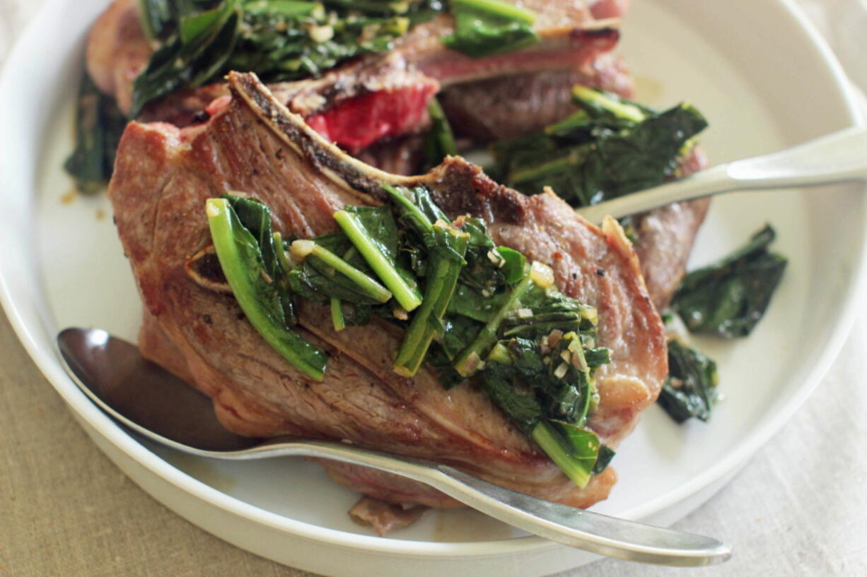 Lamb Chops With Warm Caesar Salad.