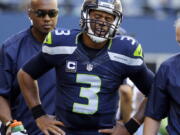 Despite spraining the medial collateral ligament in his left knee last Sunday against San Francisco, Seattle quarterback Russell Wilson is expected to start against the New York Jets. (AP Photo/Ted S.