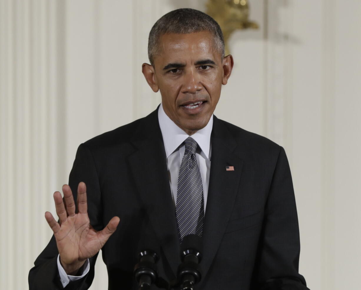 President Barack Obama speaks Thursday in the East Room of the White House in Washington. Obama has vetoed a bill that would have allowed the families of 9/11 victims to sue the government of Saudi Arabia. The move sets Obama up for a possible first veto override by Congress. Both chambers passed the bill by voice vote. The House sent Obama the bill just before the 15th anniversary of the attacks that killed nearly 3,000 people in New York, Washington and Pennsylvania on Sept. 11, 2001.