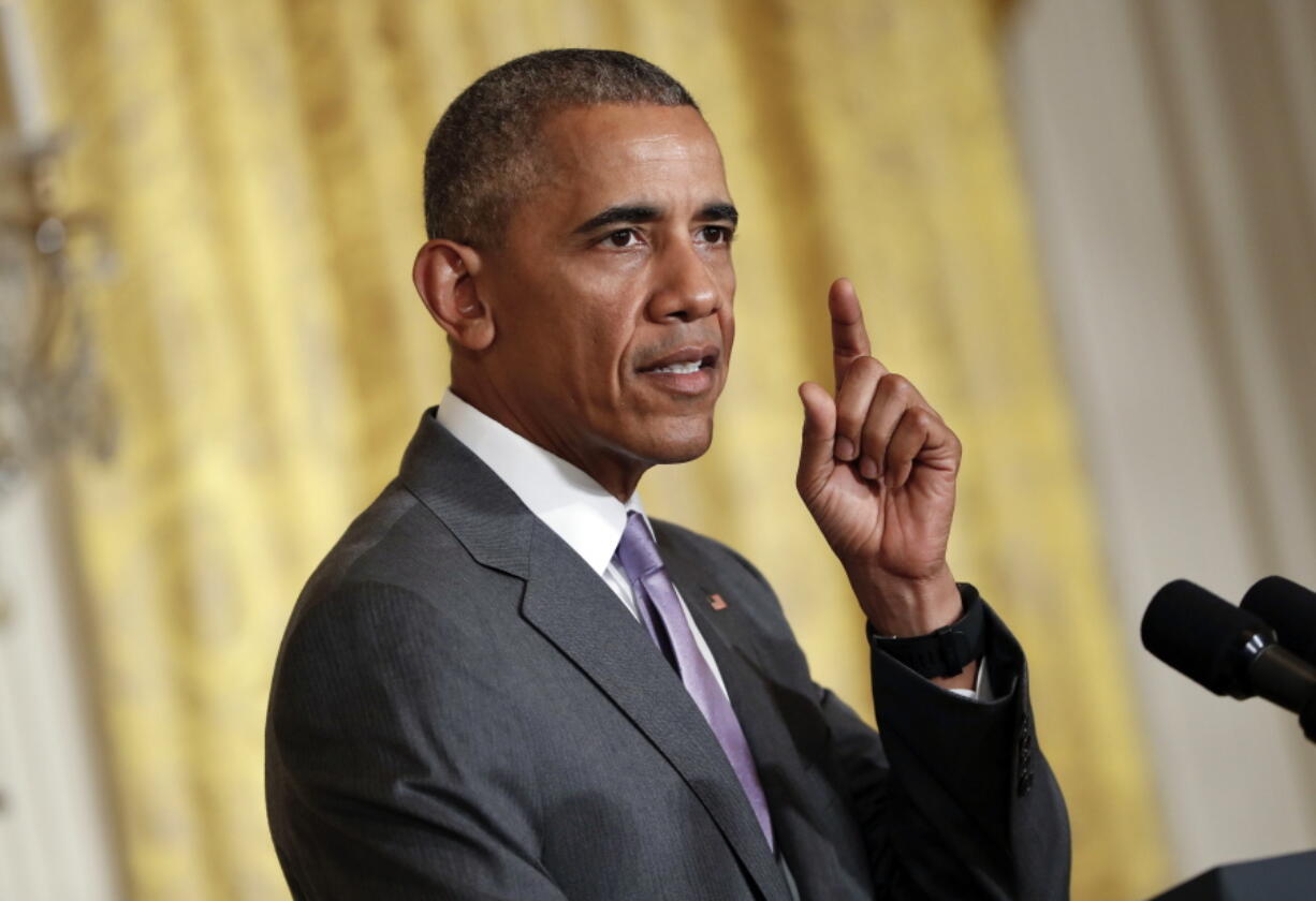 FILE - In this July 21,2016 file photo, President Barack Obama speaks in the East Room of the White House in Washington. Sure itC?Us no Nobel Peace Prize, but Barack Obama has a new honor he can brag about. Scientists have named a parasite after him and thereC?Us no worming out of it. Meet Baracktrema obamai, a tiny parasitic flatworm that lives in turtlesC?U blood. A new study officially names the two-inch long creature after Obama.