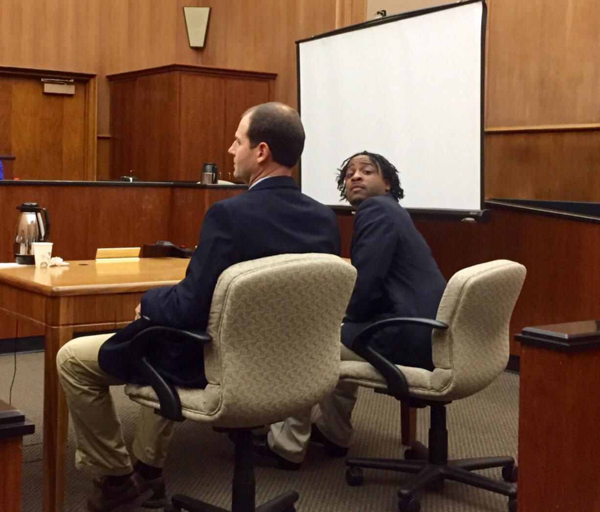 Timar Degraffe waits for the jury&#039;s verdict in his attempted-murder trial last month. On Friday, he was sentenced to 220 months in prison.