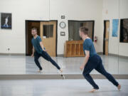 Spenser Theberge, a 2005 graduate of Vancouver School of Arts and Academics, works on a contemporary piece at Columbia Dance in Vancouver.