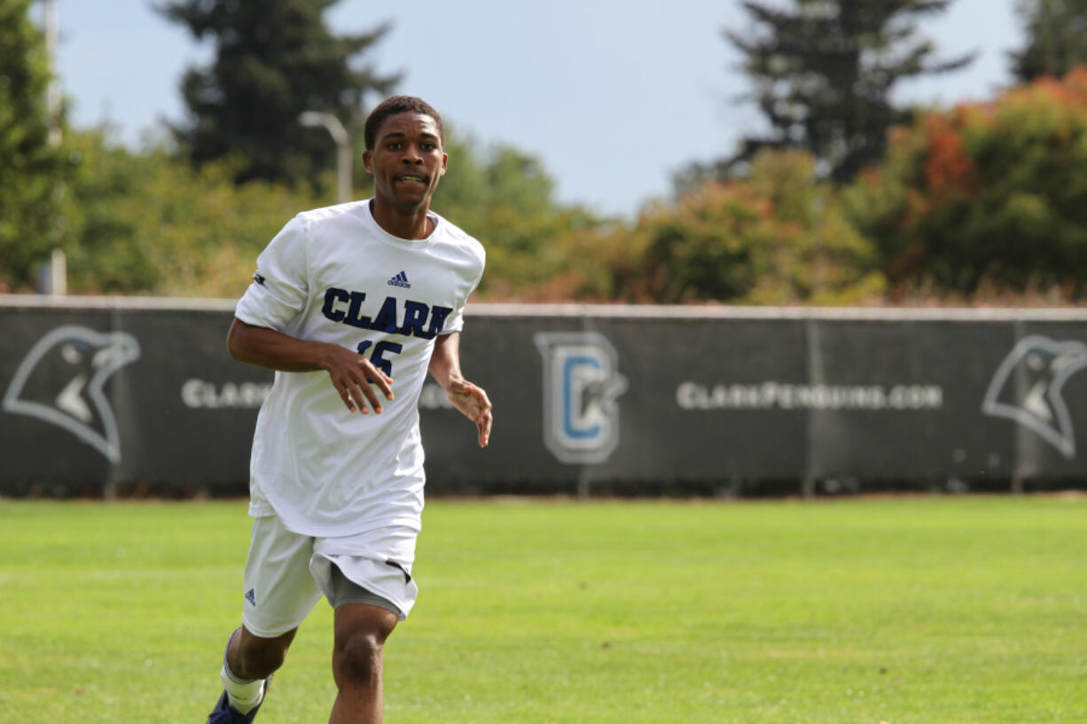 Clark College soccer player Woodlin Placide often used oranges as soccer balls while growing up in Haiti.