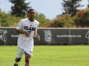 Clark College soccer player Woodlin Placide often used oranges as soccer balls while growing up in Haiti.