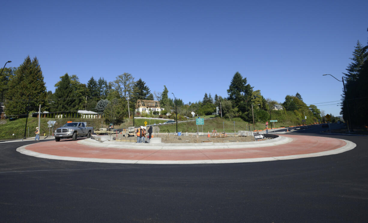 Camas city officials hope the roundabout at the intersection of Northwest Sixth Avenue and Northwest Norwood Street won&#039;t just reduce traffic and increase safety, but also function as a new welcoming sign to the city.