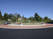 Camas city officials hope the roundabout at the intersection of Northwest Sixth Avenue and Northwest Norwood Street won&#039;t just reduce traffic and increase safety, but also function as a new welcoming sign to the city.